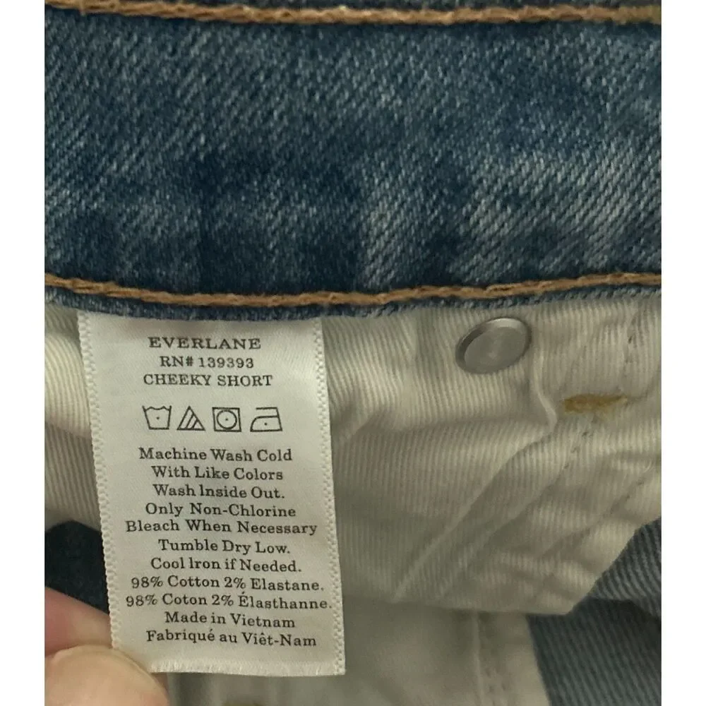 Everlane The Cheeky Short High-Rise Denim Cutoffs Medium Wash Size 27